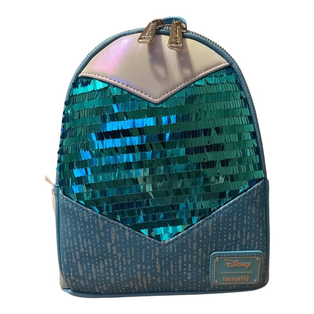 Loungefly Frozen Elsa Glitter Sequin Cosplay Mini Backpack NWT